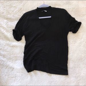 ZARA Trafaluc Rock n Roll Black Collared Tshirt